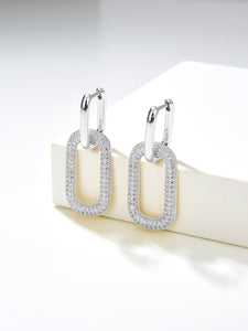 Tituthia 925 Sterling Silver Dangle Earrings for Women Trendy, Dainty Simple Big Paperclip Chain Link Silver Huggie Hoop Earrings 14k Silver Plated Lightweight Hypoallergenic Dangly Earring Minimalist Aesthetic Silver Jewelry for Christmas Gifts