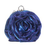 Load image into Gallery viewer, DEBIMY Rose Shaped Evening Bag Soft Satin Clutch Purse Floral Wristlet Handbag for Women Wedding Party Purse Royal Blue
