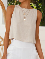 Load image into Gallery viewer, Cropped Tank Tops for Women 2025 Spring Outfits Casual Sleeveless Summer Cute Crop Tops Beach Vacation Clothes, Beige, S
