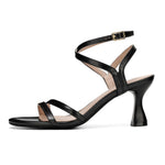 Load image into Gallery viewer, FREECHICC Women's Strappy Kitten Heels Sandals for Women High Heels Open Round Toe Ankle Strap Dress Shoes for Wedding Party Summer Dress Shoes Black,9
