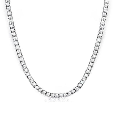 SXT.FSITATO 18inch Tennis Necklace for Women, Hypoallergenic 4mm Cubic Zirconia Chain, 18K White Gold Plated Round Cut Faux Diamond Jewelry Gift - Versatile Length Elegant Layering Necklace