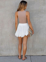 Load image into Gallery viewer, Women's Flowy Shorts Casual Linen Boho Ruffle Mini Skirts Pleated High Waist Cute Butterfly Skorts with Pockets Summer Trendy-White S
