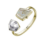 Load image into Gallery viewer, SAGA Illusion Women&#39;s Luxury Cuff Bangle Watch, Shaped Mineral Case, 316L Stainless Steel Bracelet with Danube Crystals, Swiss Ronda Quartz Movement, 30M Water Resistant
