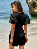 Load image into Gallery viewer, Cicy Bell Womens Cute Rompers Bow Front Puff Sleeve V Neck Short Jumpsuits Sexy Summer Outfits with Pockets
