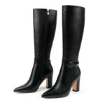 Load image into Gallery viewer, JOY IN LOVE Women's Knee High Boots High Block Heel Pointy Toe Zipper Boots Black US 10
