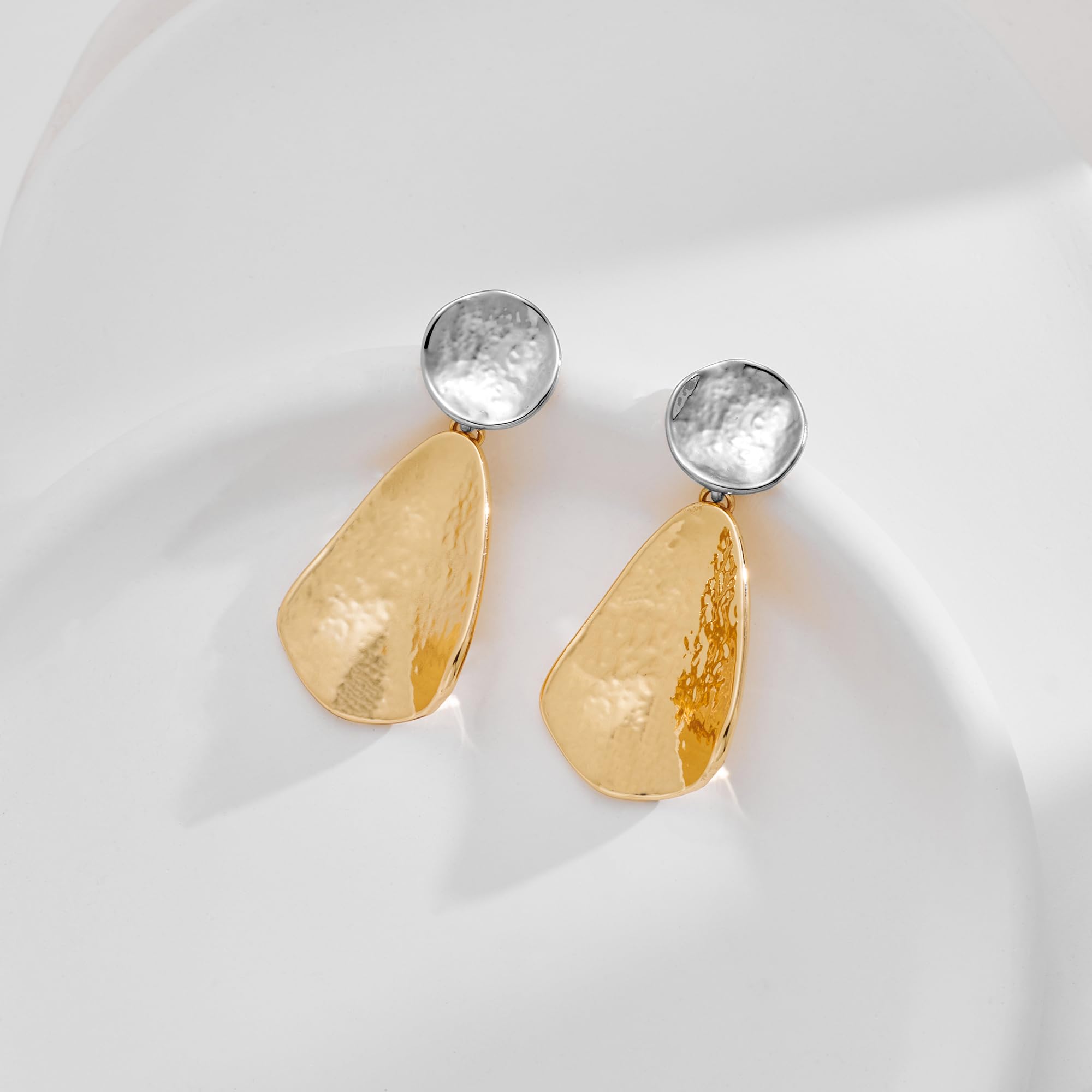 YUJIE Gold Earrings for Women Geometric Chunky Dangle Earring Trendy Two-Tone statement Jewelry