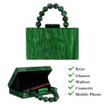 Load image into Gallery viewer, Acrylic Purses Evening Clutch Bag Marbling Handbags for Women Cross Body Bag with Pearl Chain Formal Wedding Prom Party (Dark Green)
