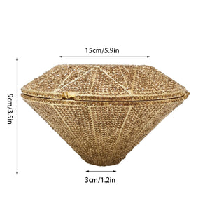 DEBIMY Rhinestone Evening Bag 3D Diamond Shape Crystal Clutch Purse for Wedding Formal Party Silver