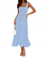 Load image into Gallery viewer, MEROKEETY Women's Summer Midi Dress 2026 Spring Sleeveless Pleated A Line Casual Business Work Cocktail Vacation Dresses, Blue, M
