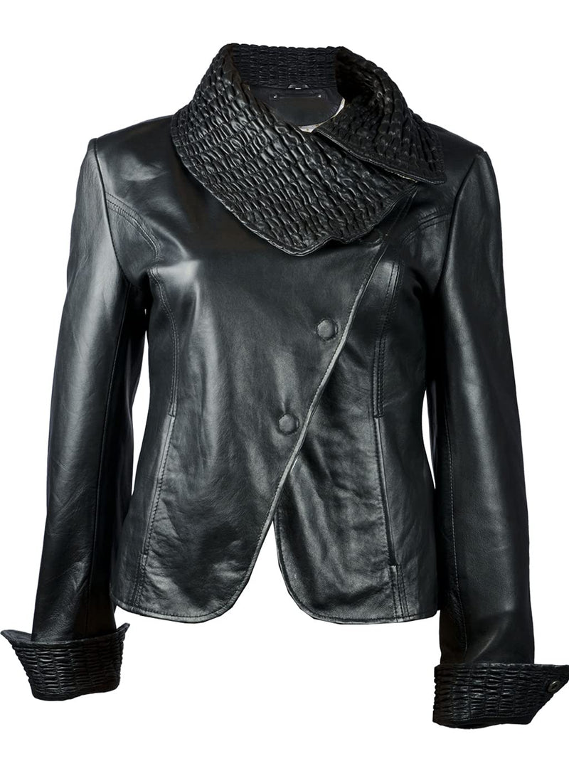 TIPTOP Novaty Designer Women’s Coat Lamb Leather Jacket Moto Biker Smart Fit Black & Red Color