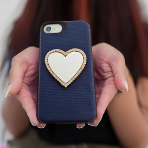 Wireless City Diamond Bling Makeup Mirror for Phone Cases Cell Phone Mirror for Makeup (Heart Shape Phone Mirror-Silver)
