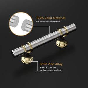 Haliwu 10 Pack Brushed Nickel Cabinet Pulls, Cabinet Handles Brushed Nickel, Barrel Handles Gold Kitchen Hardware Pulls, 5 inch Hole to Hole Center