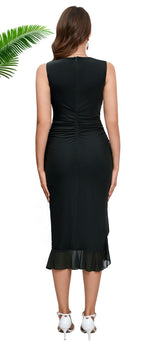 Load image into Gallery viewer, Women's Midi Bodycon Dress Summer Sleeveless Ruffle Mermaid Dress Cocktail Party Tank Dresses for Wedding Guest,Black,Small
