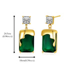 Load image into Gallery viewer, PHNIBIRD Emerald Earrings with Gold Melting Shape Elegant Solitaire Cubic Zirconia Green Earrings for Women Dangle
