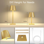 Load image into Gallery viewer, Yogaret 2 Pack Gold Rechargeable Table Lamps,Cordless Lamp with 6000mAh Battery Operated,Wireless Lamp for Restaurant Home Dinner Dining Kitchen Outdoor Patio,Waterproof &amp; Portable
