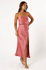 Load image into Gallery viewer, Petal &amp; Pup Women&#39;s Vienna Strapless Midi Dress, Dusty Rose
