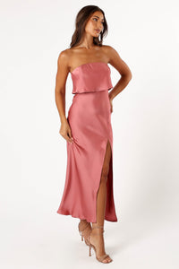Petal & Pup Women's Vienna Strapless Midi Dress, Dusty Rose