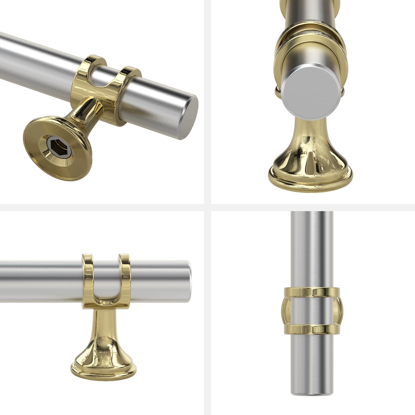 Haliwu 10 Pack Brushed Nickel Cabinet Pulls, Cabinet Handles Brushed Nickel, Barrel Handles Gold Kitchen Hardware Pulls, 5 inch Hole to Hole Center