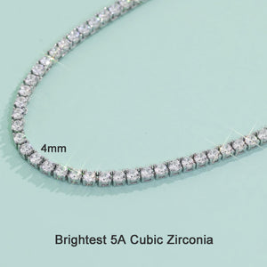 SXT.FSITATO 18inch Tennis Necklace for Women, Hypoallergenic 4mm Cubic Zirconia Chain, 18K White Gold Plated Round Cut Faux Diamond Jewelry Gift - Versatile Length Elegant Layering Necklace
