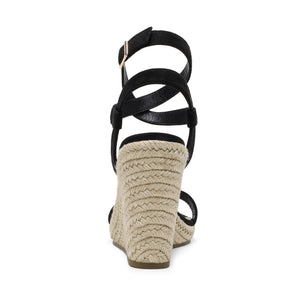 DREAM PAIRS Womens Open Toe Espadrilles Dressy Platform Sandals Buckle Ankle Strap Stylish Wedges Sandals,Size 8,BLACK/SUEDE,SDPW2211W