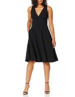 Load image into Gallery viewer, Dress the Population womens Catalina Solid Sleeveless Fit &amp; Flare Midi Dress, Black, XX-Small US
