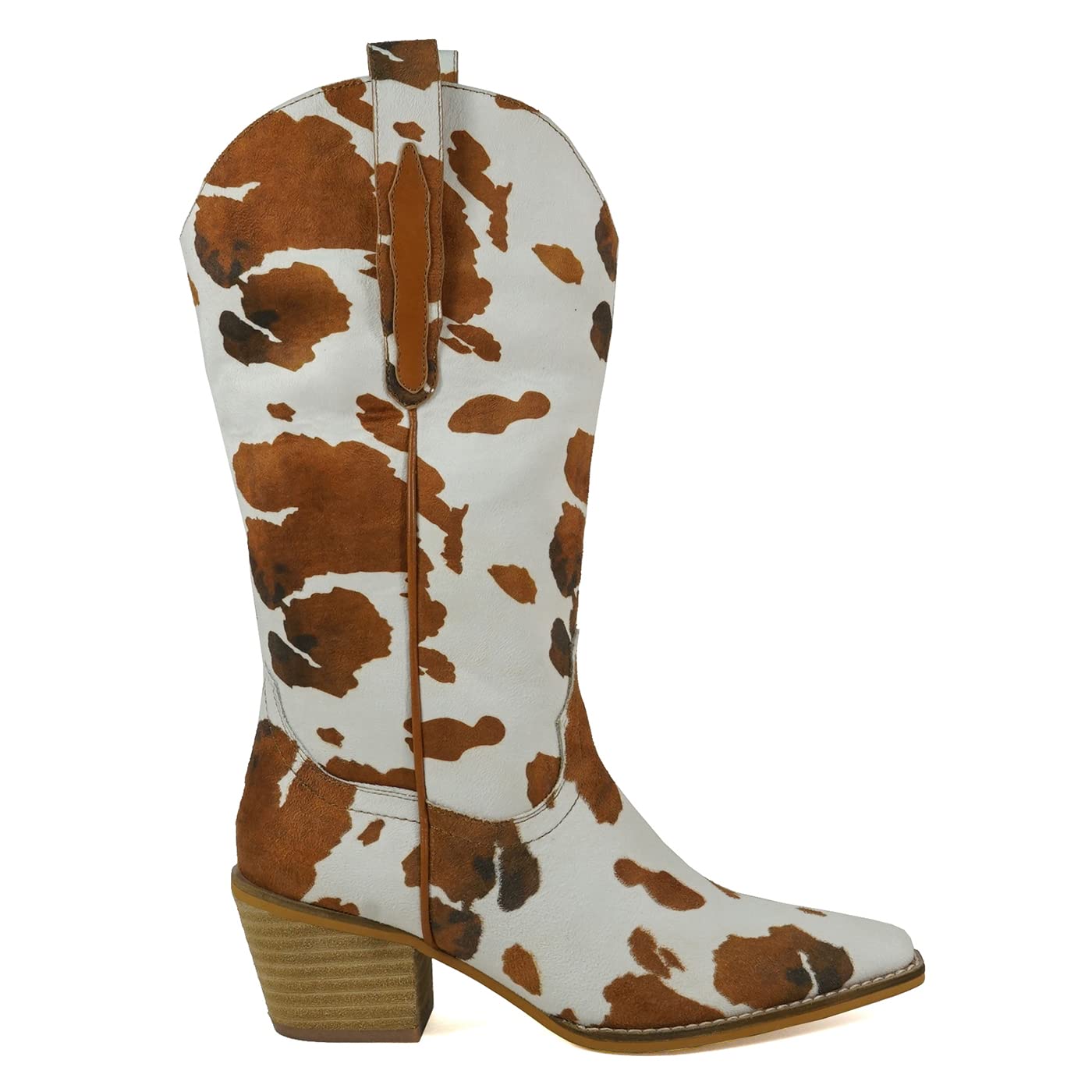 ARiderGirl Hanan Women Mid Calf Boots (Cow White Brown, 8.5)