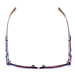 Load image into Gallery viewer, Betsey Johnson Women&#39;s Serpentine Sunglasses Cateye, Purple Crystal with Oil Slick Snakes, 56mm
