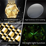 Load image into Gallery viewer, OLEVS Watch for Men Luxury Gold Mens Watch with Day and Date Waterproof Gold Stainless Steel Men's Watch Diamond Roman Numerals Dress Men's Wrist Watches Analog Quartz Watch Men,Reloj de Hombre
