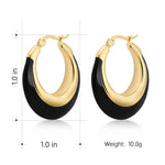 Load image into Gallery viewer, Milan Chiva Gold Hoop Earrings for Women 14k Gold Plated Huggie Earrings Enamel Chunky Statement Jewelry Gifts MCE-1005BK
