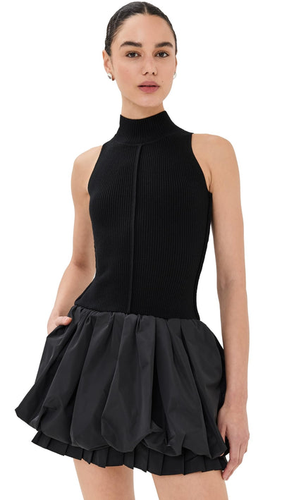 Sea Women's Belen Taffeta Knit Mini Bubble Dress, Black, M