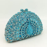 Load image into Gallery viewer, Boutique De FGG Peacock Clutch Bag Women Crystal Evening Handbags Bridal Wedding Rhinestone Clutch Purse Party Prom Bag,Mini,Light Blue
