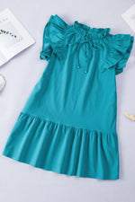 Load image into Gallery viewer, Dokotoo Summer Dresses for Women Sun Dresses 2024 Elegant V Neck Drawstring Ruffle Solid Pockets Cap Short Sleeve Casual Dresses for Women Green Medium
