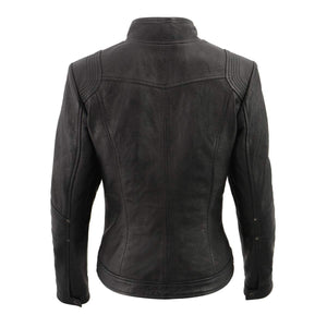 Milwaukee Leather SFL2801 Women's Racer Black Stand Up Collar Motorcycle Fashion Leather Jacket - Medium