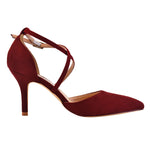 Load image into Gallery viewer, ELEGANTPARK HC2901 Burgundy Red Heels for Women Closed Toe High Heels for Women Dressy Strappy High Heel Pumps Evening Prom Wedding Dress Shoes US 9
