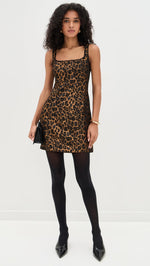 Load image into Gallery viewer, Saylor Women's Randi Leopard Jacquard Mini Dress, Multi, S

