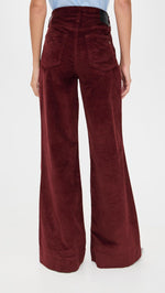 Load image into Gallery viewer, rag &amp; bone Women's Skylar High-Rise Corduroy Trousers, Burgundy, Red, 34
