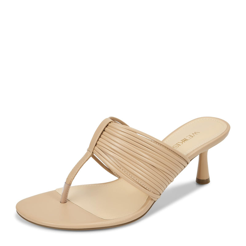 wetkiss Nude Kitten Heels for Women Heeled Thong Sandals – 2 Inch Heel Flip Flops with Round Open Toe, Dressy Comfort Sandals for Daily Fashion Party