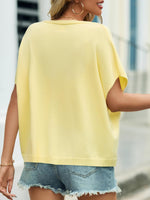 Load image into Gallery viewer, Saodimallsu Womens Summer Oversized Cardigans Batwing Short Sleeve Lightweight Button V Neck Casual Knit Sweater Tops Yellow
