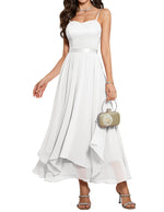 Load image into Gallery viewer, HomRain White Wedding Dresses for Women Bride 2026, Semi Formal Long Dress for Teens Graduation with V-Neck &amp; Fancy, Lace Chiffon Clothing for Beach &amp; Spring, White M
