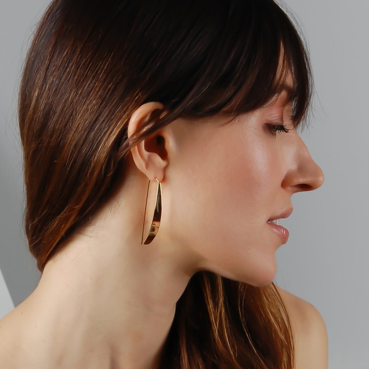 Gold Drop Earrings for Women - Plated 14K Gold Threader Earrings, Elegant Thread Teardrop Dangle, Dangling Long Trendy Large Pull Through Drops