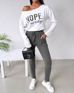 Load image into Gallery viewer, CHICME Women Casual Matching Sets Long Sleeve Pullover Tops and Pants Set Tracksuit Travel Outfits Gray-L
