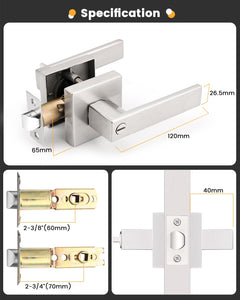 Gobrico 5 Pack Satin Nickel Square Door Levers with Privacy Lock,for Bedroom and Bathrom,Zinc Alloy Made Heavy Duty