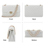 Load image into Gallery viewer, GM LIKKIE Quilted Shoulder Bag for Women, Medium Flap Crossbody Handbag with Chain Strap, Soft Vegan Leather Clutch Purse (White)
