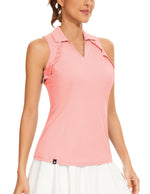 Load image into Gallery viewer, Soneven Womens Sleeveless Golf Shirt UPF 50+ Moisture Wicking Ruffle Tennis Shirt

