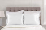 Load image into Gallery viewer, ShopBedding Satin Pillowcase with Zipper for Hair and Skin Care, Feels Soft and Cool Like a Silk Pillowcase, White Satin Pillow Cases 2 Pack, Slik Pillow Cover, Standard Size - Set of 2 - Blissford

