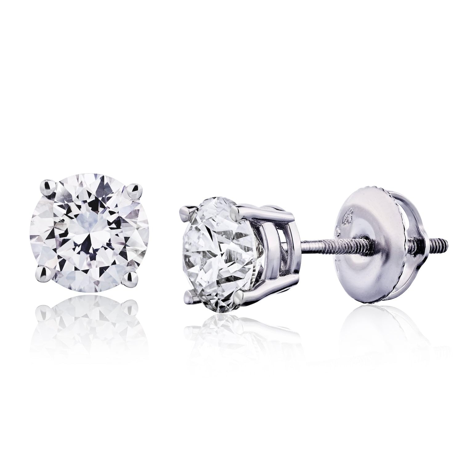 0.20-2.00 cttw Certified NATURAL Diamond Stud Earrings for Women 14 Karat Gold Earrings 4 Prong Setting with Screw Back Studs Fine Jewelry (white-gold, 0.20 cttw)