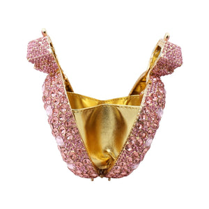 Tasysain Rhinestone Acrylic Clutch for Women Novelty Vintage Clock Wedding Purse Sparkling Elegant Evening Prom Handbag, Pink