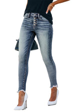 Load image into Gallery viewer, Allimy Womens High Waisted Boyfriend Skinny Stretch Ripped Jeans for Women Trendy Jeggings Destroyed Denim Pants Capri Leggings Mom Jeans Blue 8
