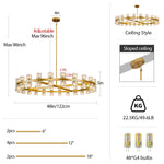 Load image into Gallery viewer, K9 Crystal 48-Light Round Chandelier, 48" Gold Chandeliers for Living Room, Modern Farmhouse Wagon Wheel Chandeliers For Dining Room,Entryway,Foyer,Includes G4 Bulbs Arcachon Brass Chandelier
