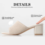 Load image into Gallery viewer, Shoe&#39;N Tale Heeled Sandals For Women Square Open Toe Heeled Mules Chunky Block Low Heel Slip On Slides(7.5,Khaki)
